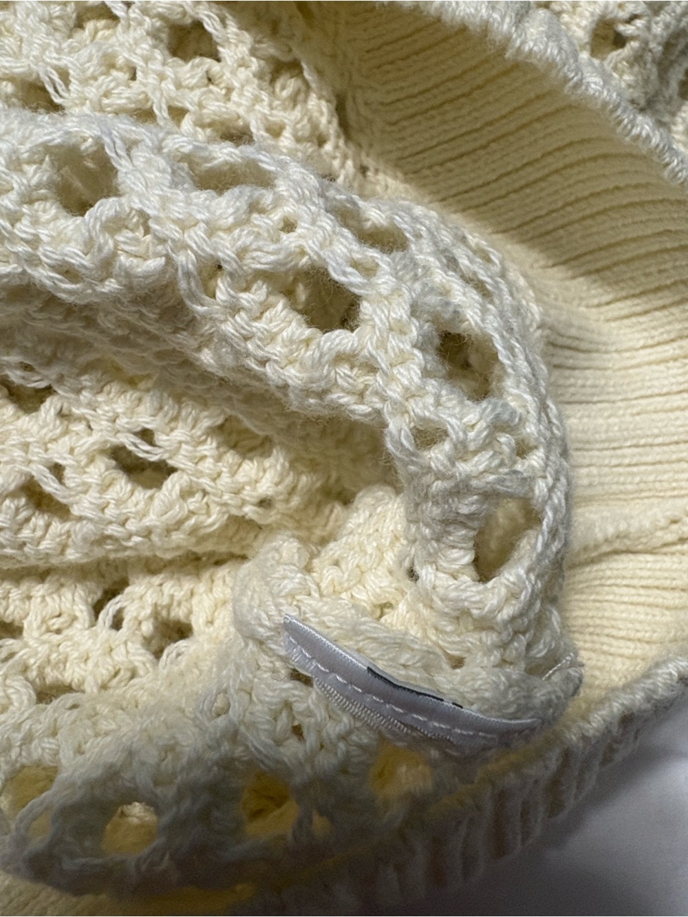 J. Crew Pointelle Boatneck Sweater S Cream Open Knit Beachy Cropped Coverup - Picture 7 of 7